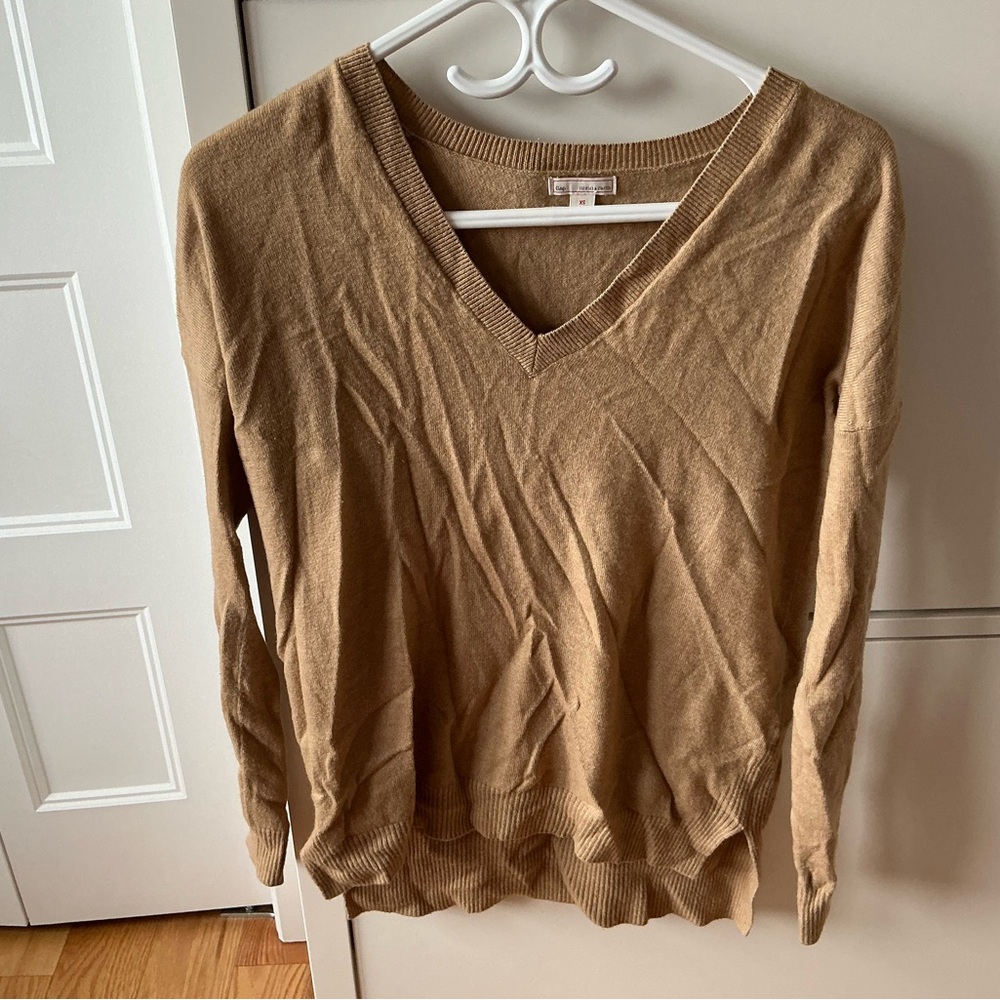 Tan V-Neck Sweater GAP Women